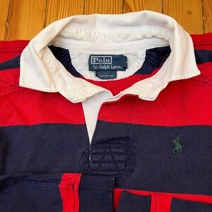 Polo by Ralph Lauren Red and Blue Strip Rugby Pullover Size S